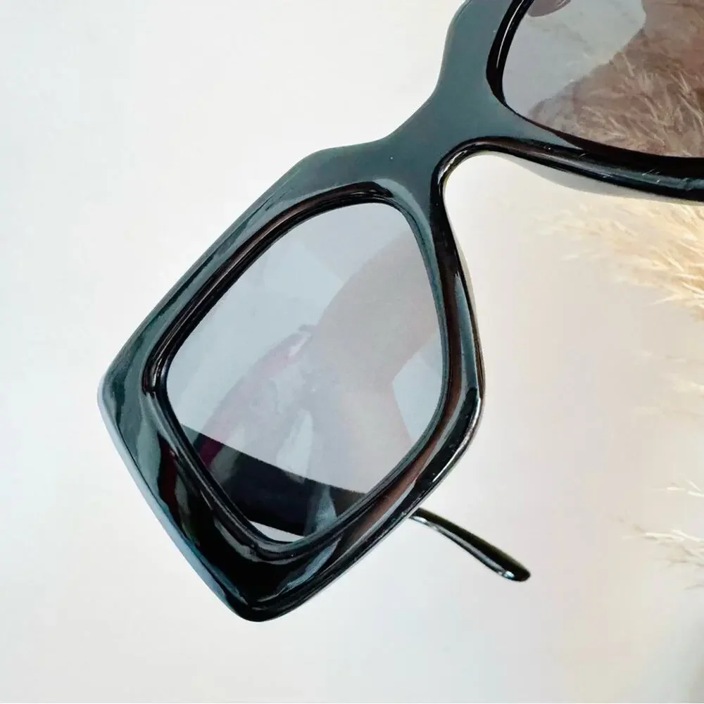 NEW NORDSTROM Black Solid $78 Chunky Oversized Plastic Sunglasses Sunnies Y2K - Picture 11 of 14